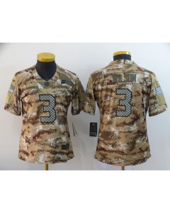 Women's Seattle Seahawks #3 Russell Wilson Camo Salute To Service Stitched NFL Jersey(Run Small)