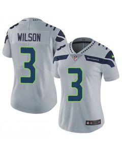 Women's Seattle Seahawks #3 Russell Wilson Gray Untouchable Limited Stitched Jersey(Run Small)