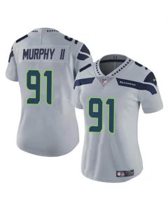 Women's Seattle Seahawks #91 Byron Murphy II 2024 Draft Grey Vapor Limited Stitched Football Jersey(Run Small)
