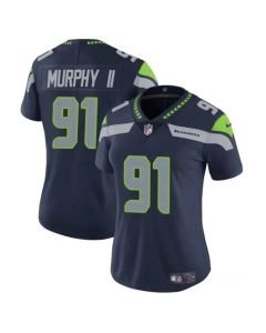 Women's Seattle Seahawks #91 Byron Murphy II 2024 Draft Navy Vapor Limited Stitched Football Jersey(Run Small)