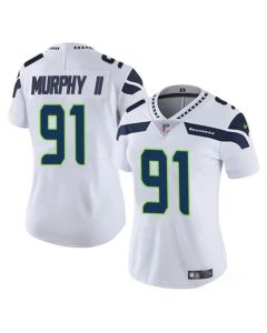 Women's Seattle Seahawks #91 Byron Murphy II 2024 Draft White Vapor Limited Stitched Football Jersey(Run Small)