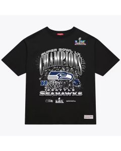 Women's Seattle Seahawks Black Super Bowl LX Champions Helmet Boxy T-Shirt (Black)