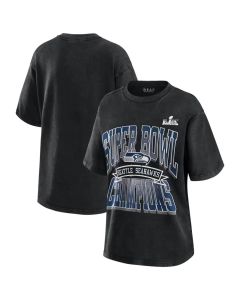 Women's Seattle Seahawks Black Super Bowl LX Champions Vintage T-Shirt (Black)