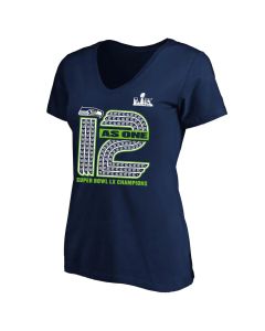 Women's Seattle Seahawks College Navy Super Bowl LX Champions Hometown V-Neck T-Shirt (Navy)
