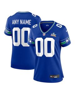 Women's Seattle Seahawks Custom Royal Super Bowl LX Game Jersey