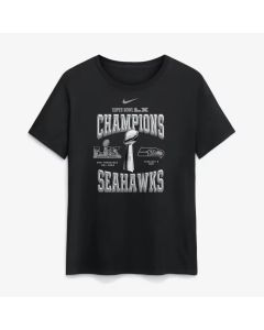 Women's Seattle Seahawks Black Super Bowl LX Champions Locker Room Trophy Collection T-Shirt (Black)