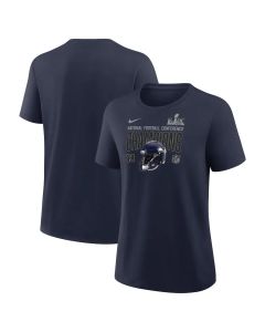 Women's Seattle Seahawks Nike College Navy 2025 NFC Champions Helmet T-Shirt (Navy)