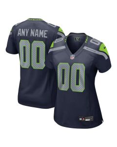 Women's Seattle Seahawks Nike College Navy Game Custom Jersey (Navy)