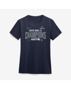 Women's Seattle Seahawks Nike College Navy Super Bowl LX Champions Going Yard T-Shirt (Navy)