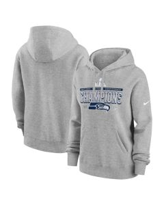 Women's Seattle Seahawks Nike Heather Gray 2025 NFC Champions Locker Room Trophy Collection Club Fleece Hoodie (Gray)