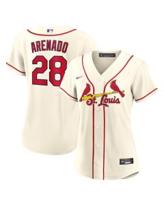 Women's St. Louis Cardinals #28 Nolan Arenado Cream Alternate Replica Player Jersey