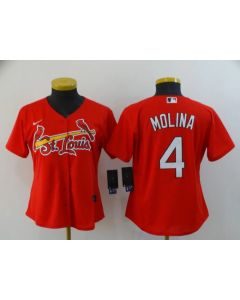 Women's St.Louis Cardinals #4 Yadier Molina Red Cool Base Stitched MLB Jersey(Run Small)