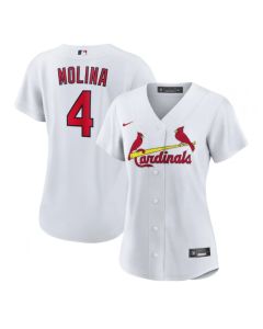 Women's St. Louis Cardinals #4 Yadier Molina White Stitched Baseball Jersey(Run Small)