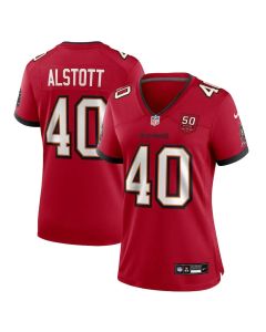 Women's Tampa Bay Buccaneers #40 Mike Alstott Red 50th Anniversary Game Jersey (Red)