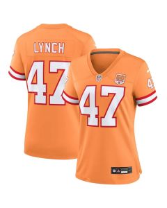 Women's Tampa Bay Buccaneers #47 John Lynch Creamsicle 50th Season Game Jersey (Style 2)
