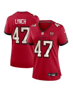 Women's Tampa Bay Buccaneers #47 John Lynch Red 50th Anniversary Game Jersey (Red)