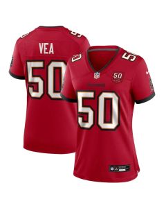 Women's Tampa Bay Buccaneers #50 Vita Vea Red 50th Anniversary Game Jersey (Red)