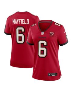 Women's Tampa Bay Buccaneers #6 Baker Mayfield Red 50th Anniversary Game Jersey (Red)