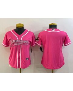 Women's Tampa Bay Buccaneers Blank Pink With Patch Cool Base Stitched Baseball Jersey(Run Small)