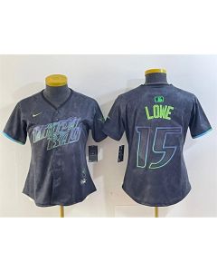 Women's Tampa Bay Rays #15 Josh Lowe Charcoal 2024 City Connect Limited Stitched Baseball Jersey(Run Small)