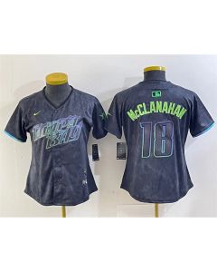 Women's Tampa Bay Rays #18 Shane McClanahan Charcoal 2024 City Connect Limited Stitched Baseball Jersey(Run Small)