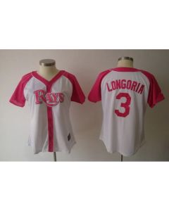 Women's Tampa Bay Rays #3 Evan Longoria White Splash Fashion Stitched MLB Jersey