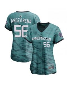 Women's Tampa Bay Rays #56 Randy Arozarena Teal 2023 All-star Stitched Baseball Jersey(Run Small)