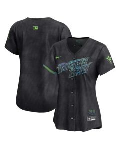 Women's Tampa Bay Rays Blank Charcoal 2024 City Connect Limited Stitched Baseball Jersey(Run Small)