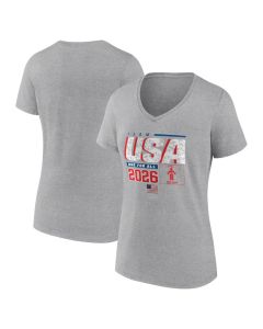 Women's Team USA Gray 2026 Winter Olympics Pic-O-Gram V-Neck T-Shirt