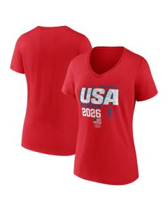 Women's Team USA Red 2026 Winter Olympics Pic-O-Gram V-Neck T-Shirt