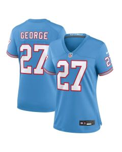 Women's Tennessee Titans #27 Eddie George Light Blue Oilers Throwback Retired Player Game Jersey