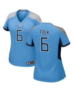 Women's Tennessee Titans #6 Nick Folk Light Blue Stitched Football Jersey(Run Small)