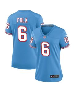 Women's Tennessee Titans #6 Nick Folk Light Blue Throwback Stitched Football Jersey(Run Small)