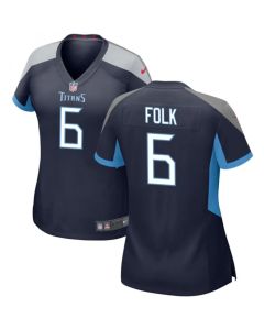 Women's Tennessee Titans #6 Nick Folk Navy Stitched Football Jersey(Run Small)