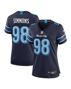 Women's Tennessee Titans #98 Jeffery Simmons Navy 2026 Rivalries Collection Game Jersey (Navy)