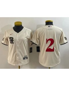 Women's Texas Rangers #2 Marcus Semien Cream 2023 City Connect Stitched Baseball Jersey(Run Small)