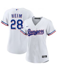 Women's Texas Rangers #28 Jonah Heim White 2023 World Series Champions Stitched Baseball Jersey(Run Small)