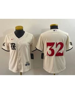 Women's Texas Rangers #32 Evan Carter Cream 2023 City Connect Stitched Baseball Jersey(Run Small)