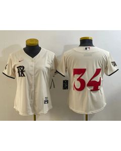 Women's Texas Rangers #34 Nolan Ryan Cream 2023 City Connect Stitched Baseball Jersey(Run Small)