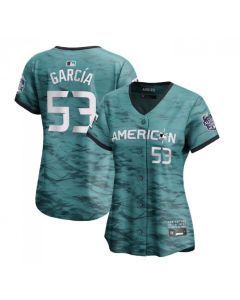 Women's Texas Rangers #53 Adolis Garcia Teal 2023 All-star Stitched Baseball Jersey(Run Small)