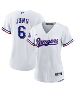 Women's Texas Rangers #6 Josh Jung White 2023 World Series Champions Stitched Baseball Jersey(Run Small)
