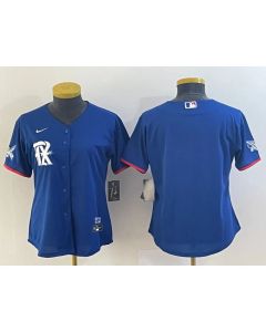 Women's Texas Rangers Blank Royal 2023 City Connect Stitched Baseball Jersey(Run Small)