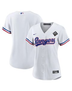 Women's Texas Rangers Blank White 2023 World Series Stitched Baseball Jersey(Run Small)