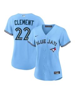Women's Toronto Blue Jays #22 Ernie Clement Blue Home Replica Jersey (Blue)