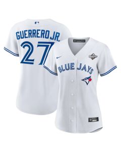 Women's Toronto Blue Jays #27 Vladimir Guerrero Jr. White 2025 World Series Home Replica Player Jersey