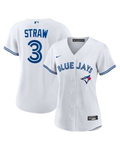 Women's Toronto Blue Jays #3 Myles Straw White Home Replica Jersey