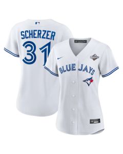 Women's Toronto Blue Jays #31 Max Scherzer White 2025 World Series Home Replica Player Jersey