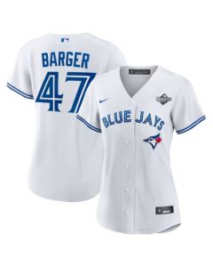 Women's Toronto Blue Jays #47 Addison Barger White 2025 World Series Home Replica Player Jersey