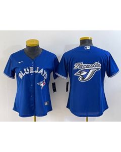 Women's Toronto Blue Jays Blue Team Big Logo Stitched Baseball Jersey(Run Small)