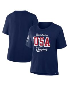 Women's US Hockey Navy 2026 Winter Olympics Gold Medal Champions Gold Standard T-Shirt (Gold Navy)